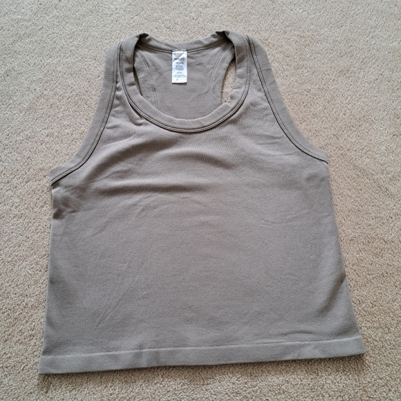 Reflex Set Of 2 Tanks Racer Back Ribbed Seamless Blue Brown Size XL Stretch - Picture 5 of 12